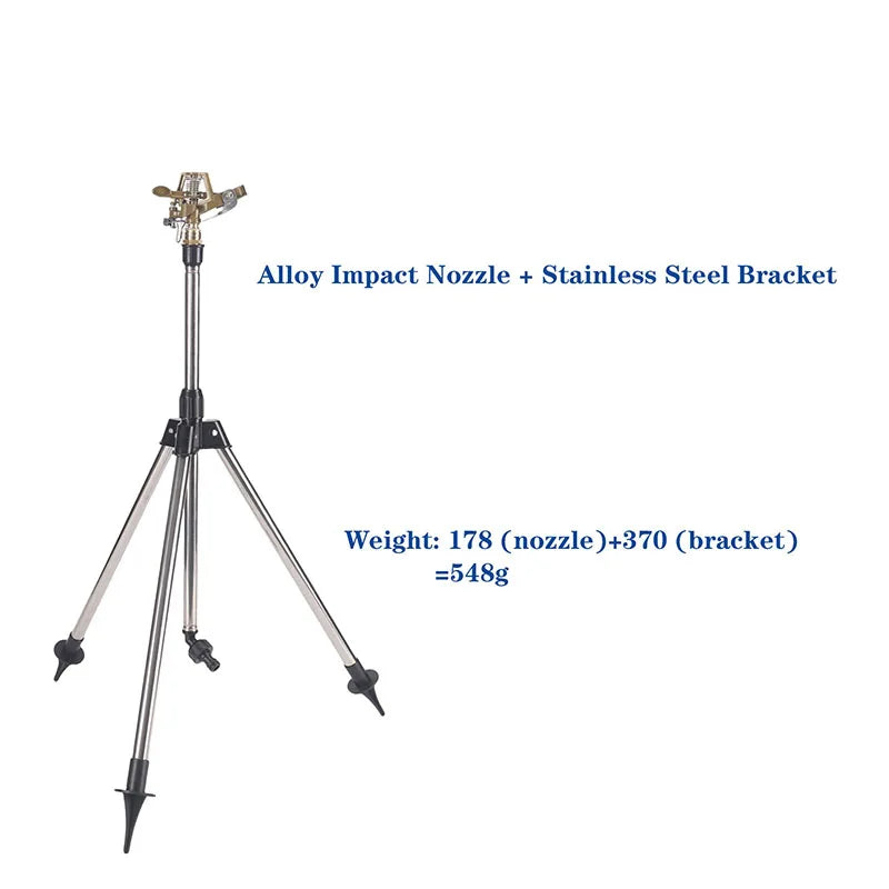 360° Rotating Tripod Sprinkler, Zinc Alloy Adjustable Automatic Water Sprinkler for Lawn Garden Vegetable Irrigation