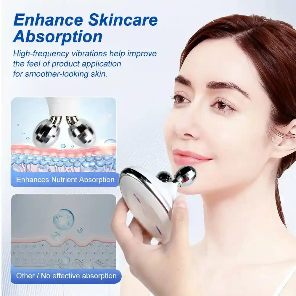 Microcurrent Face Roller Massager - V-Shape Facial Lift Tool (White) Massage Roller Tidesmit