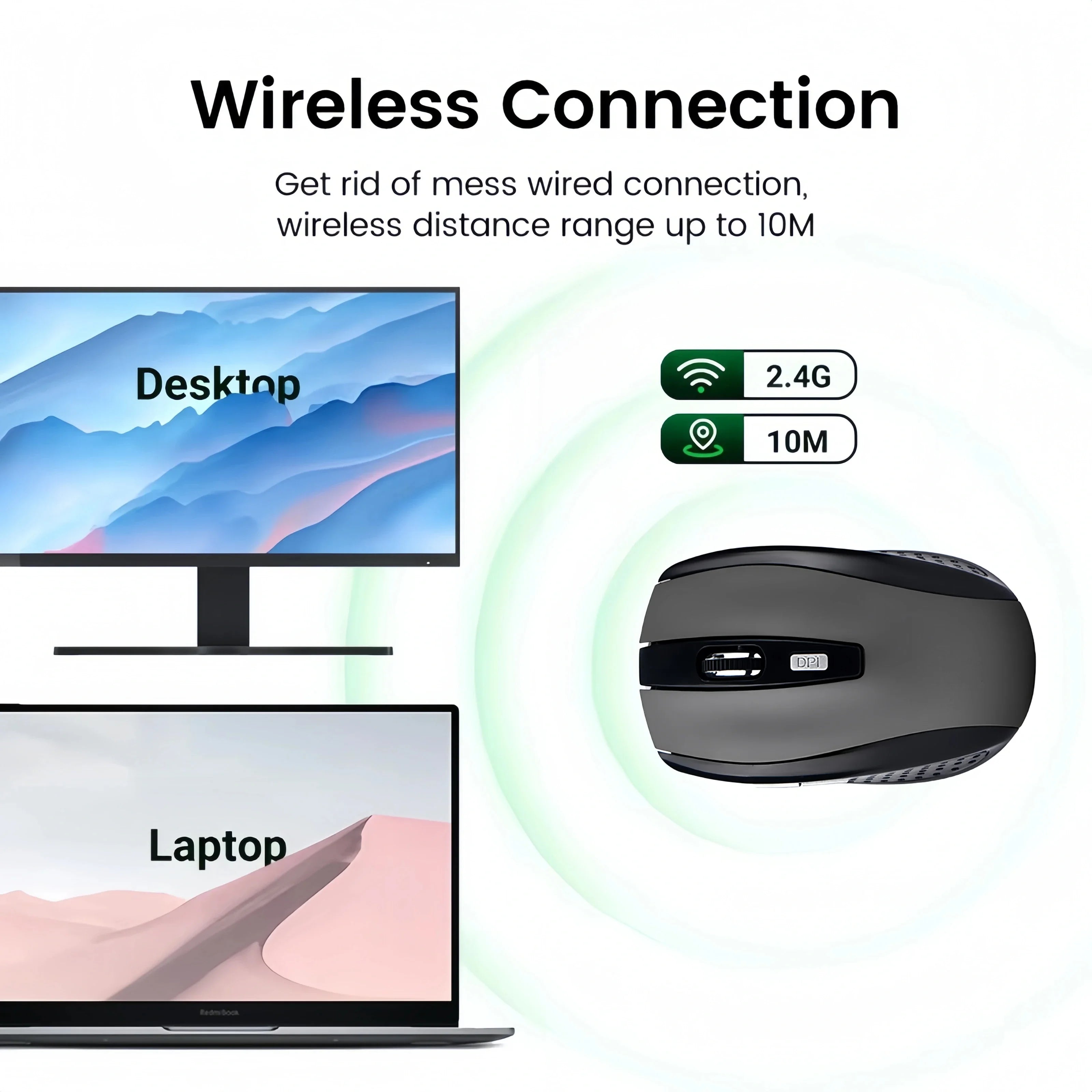 2.4G Wireless Mouse Gaming Mouse Ergonomic Mouse 6 Buttons 800-1200-1600 DPI Optical Office Mouse Mice for PC Laptop MacBook