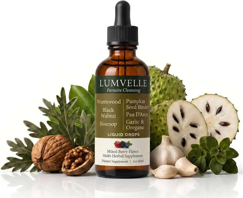 Lumvelle Wild Harvested Wormwood Liquid Drops with 7 Plant Ingredients Gut Cleaning Support & Digestive Balance Daily Wellness