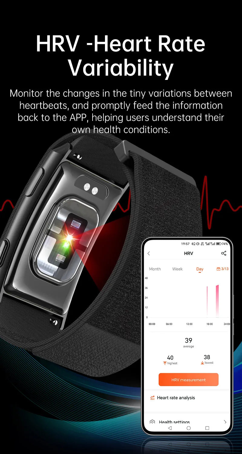 VWAR No Screen Health Smart Bracelet ECG+PPG Blood Pressure Heart Rate Sleep 24h Monitoring Fitness Tracker Smartwatch Men Women