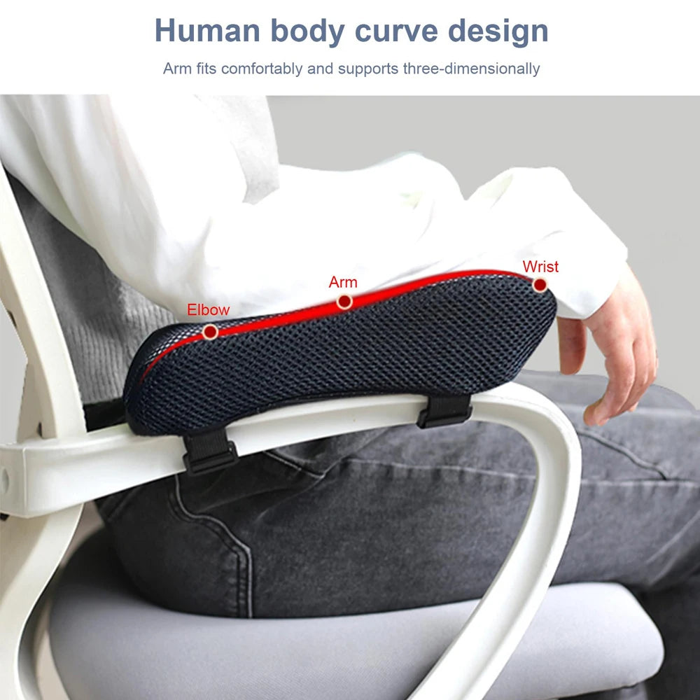 Memory Foam Office Chair Armrest Pads - Ergonomic Elbow Support Relaxation Treatment Tidesmit