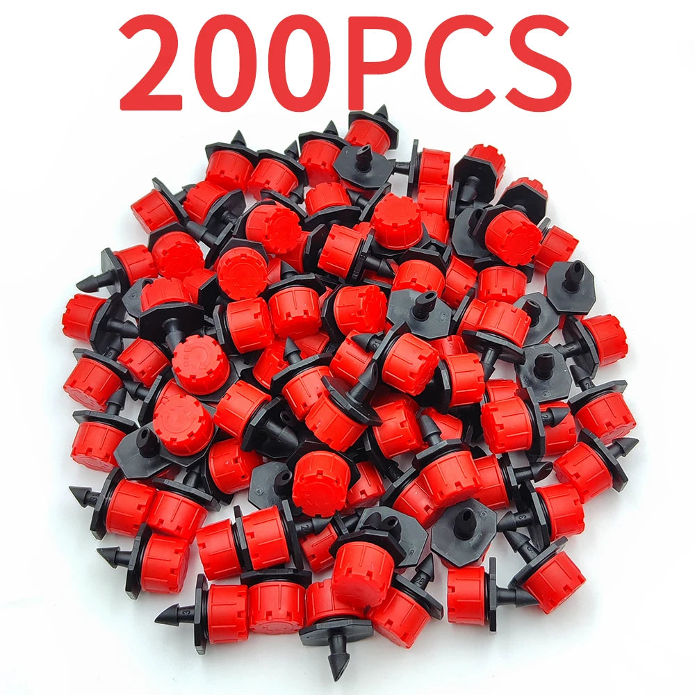 DIY micro drip irrigation dripper connectors, red and black, 200-pack