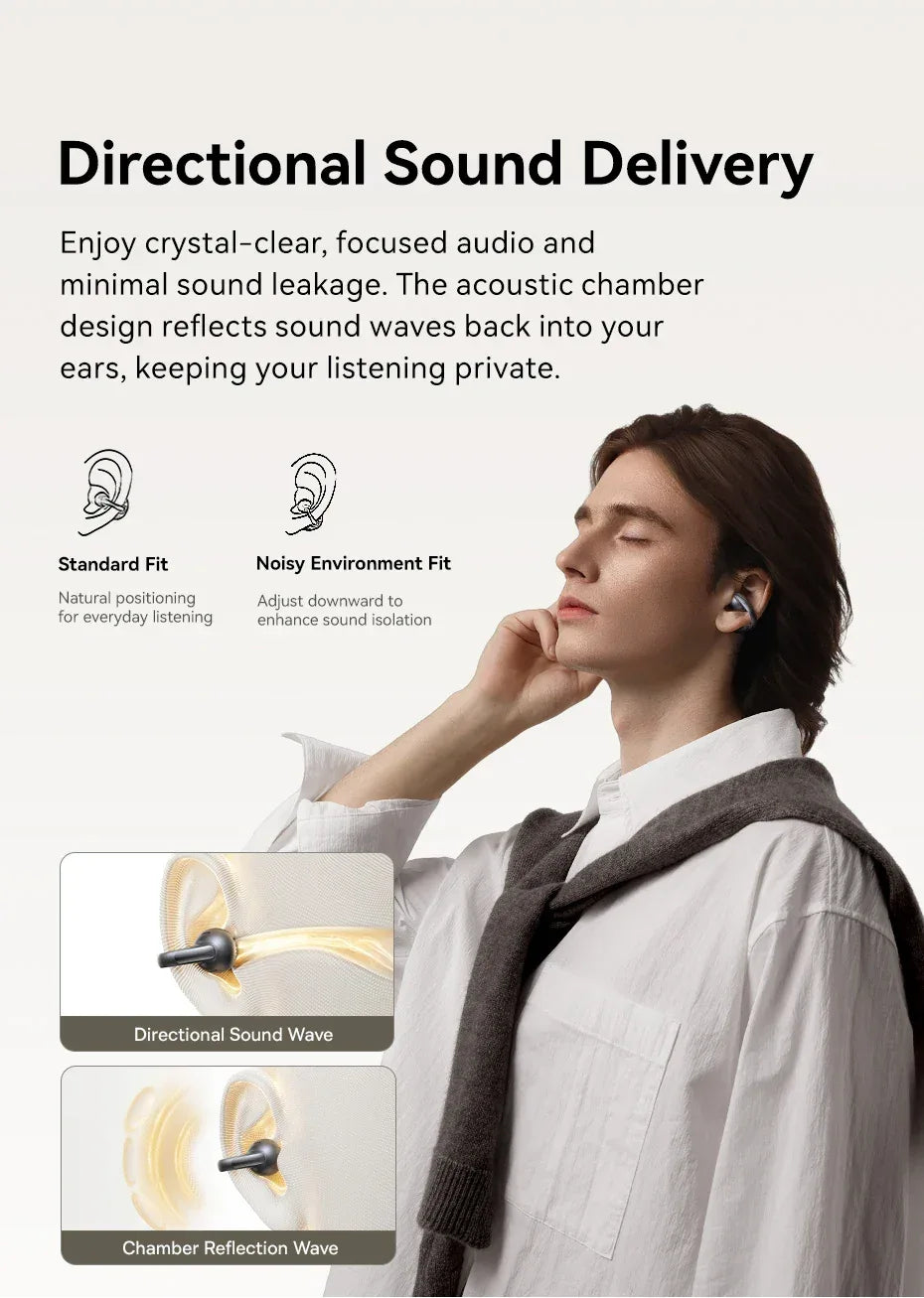 Baseus MC1 Pro Ear Clip Wireless Earphones Bluetooth 6.0 Hi-Res Ultra Open Earbuds earrings 4-Mic ENC Clip on ear buds Headphone Tidesmit