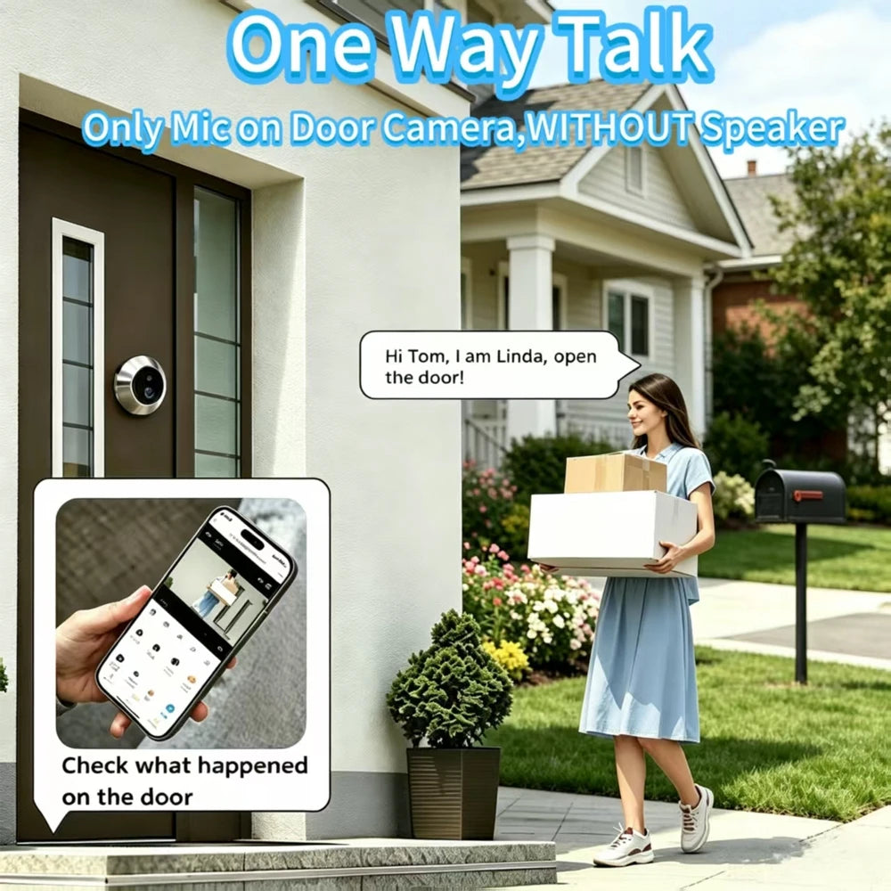 Tuya Smart 5 inch LCD Video Door Peepholes 2.4G Wifi 1080P Security Home Door Camera 10000mah Battery 24-hour Recording Setup