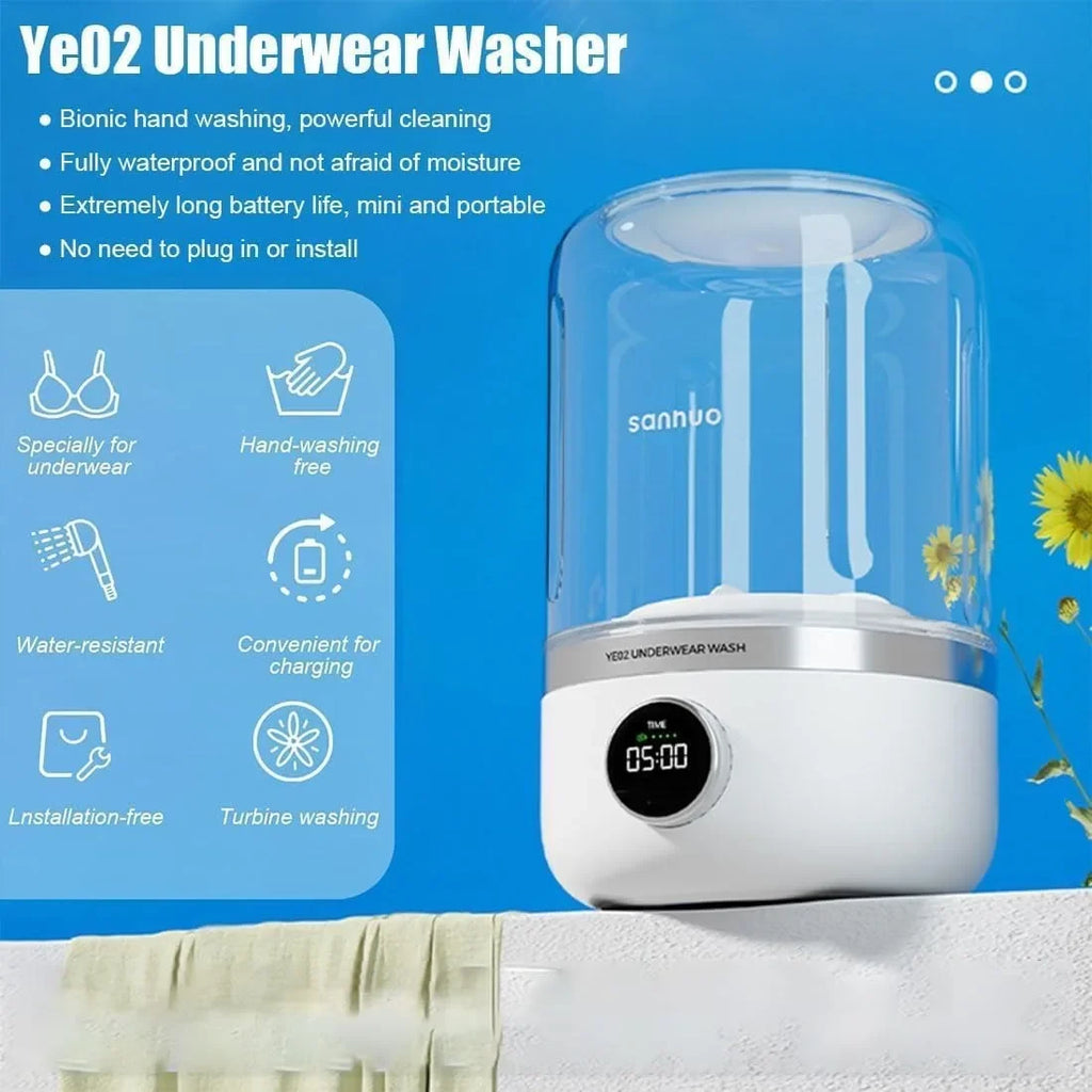 Tidesmit 1L portable wireless underwear cleaner featuring compact laundry bucket design for socks and small items