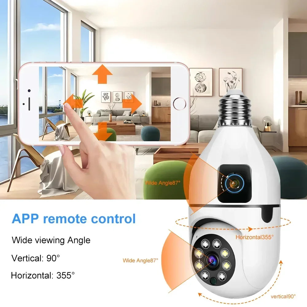 WiFi IP Camera E27 Bulb Cam 8MP Wireless Baby Monitor AI Tracking Security Video Surveillance Pet Cameras 5MP SmartLife Indoor