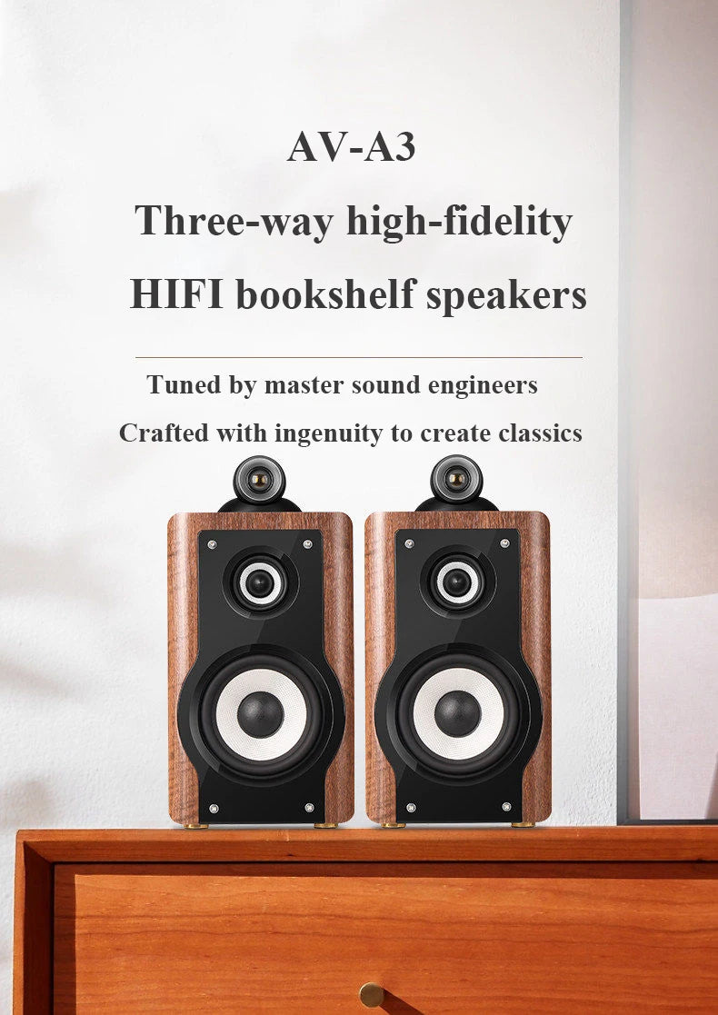 HiFi Bookshelf Passive Speakers 6.5-inch Three-way Frequency Division 130W Output Power Household Speakers 3-inch Midrange Unit