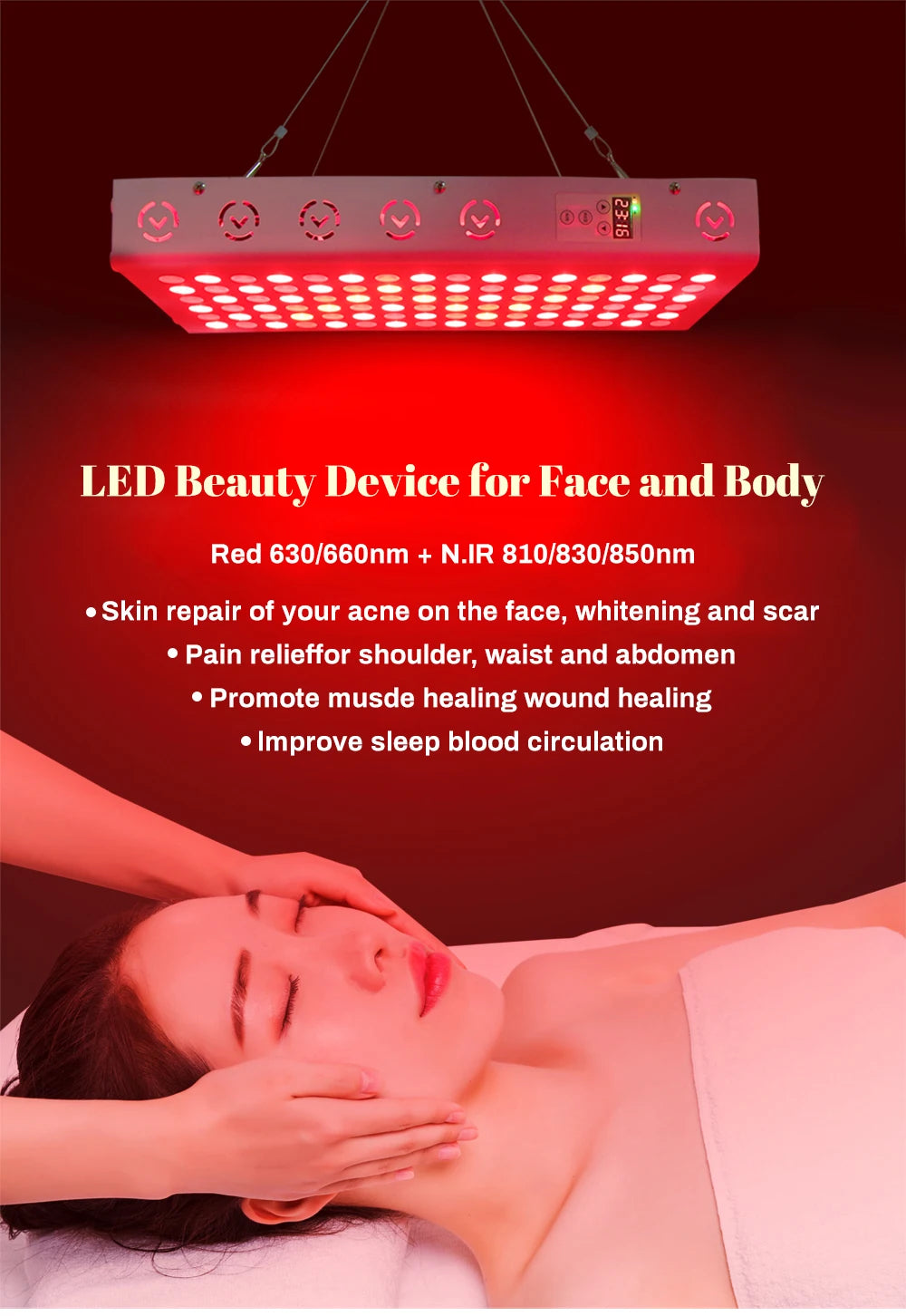 Plus1500/2000 LED Red Light Therapy Panel 630nm 660nm 810nm 830nm 850nm Infrared Therapy Lamp Device,LED Light Beauty Device