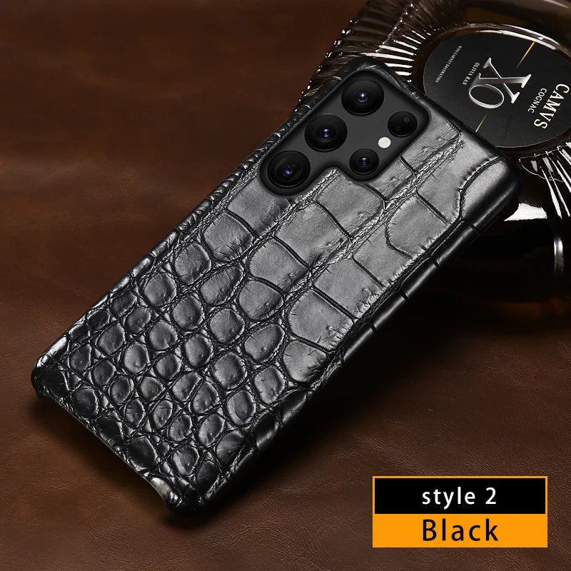 Samsung Galaxy S25 Ultra Leather Case - Slim Military-Grade Protection black 2 Tidesmit