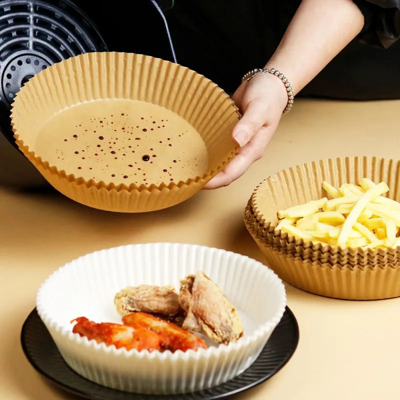 100/50/20PCS Air Fryer Paper Trays Airfryer Baking Paper Molds Square Round Oil-proof Air Fryer Disposable Cooking Paper Liner