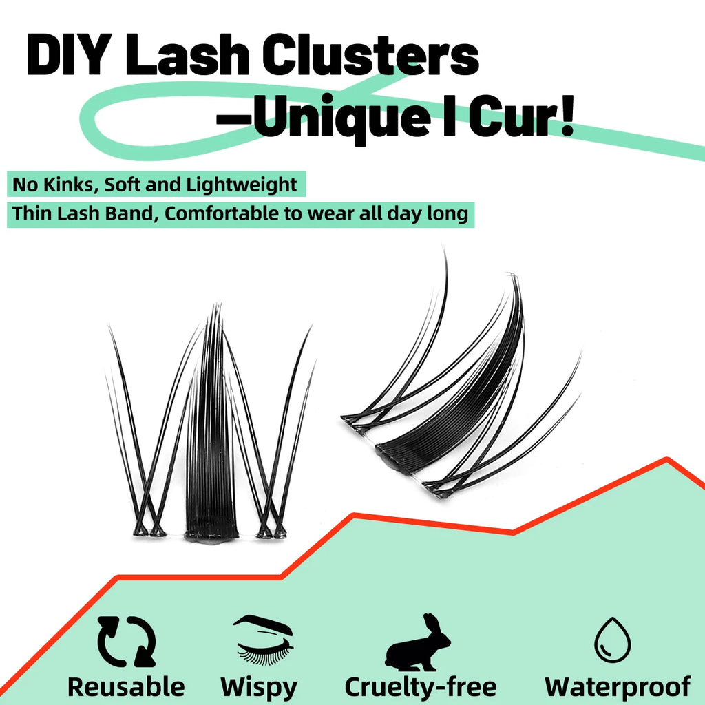 IGUIONSS Segmented False Eyelash Extension DIY Natural Individual Lash Makeup Tools Soft Easy to Operate Eyelashes False Eyelashes Tidesmit