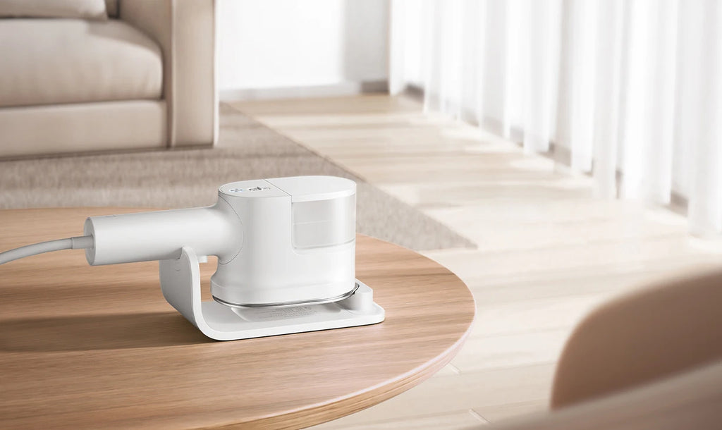 Tidesmit MIJIA handheld garment steamer showing steam nozzle features for efficient clothes ironing and mite removal