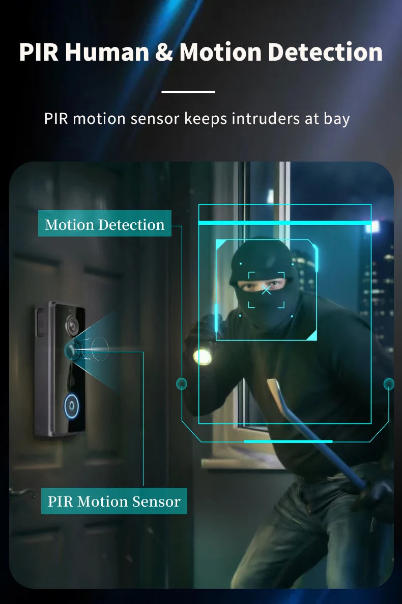 New Waterproof Wireless Doorbell Camera 4.3in IPS Screen Active Wake-Up Video Intercom Doorbell 1080P Home Security Door Bell