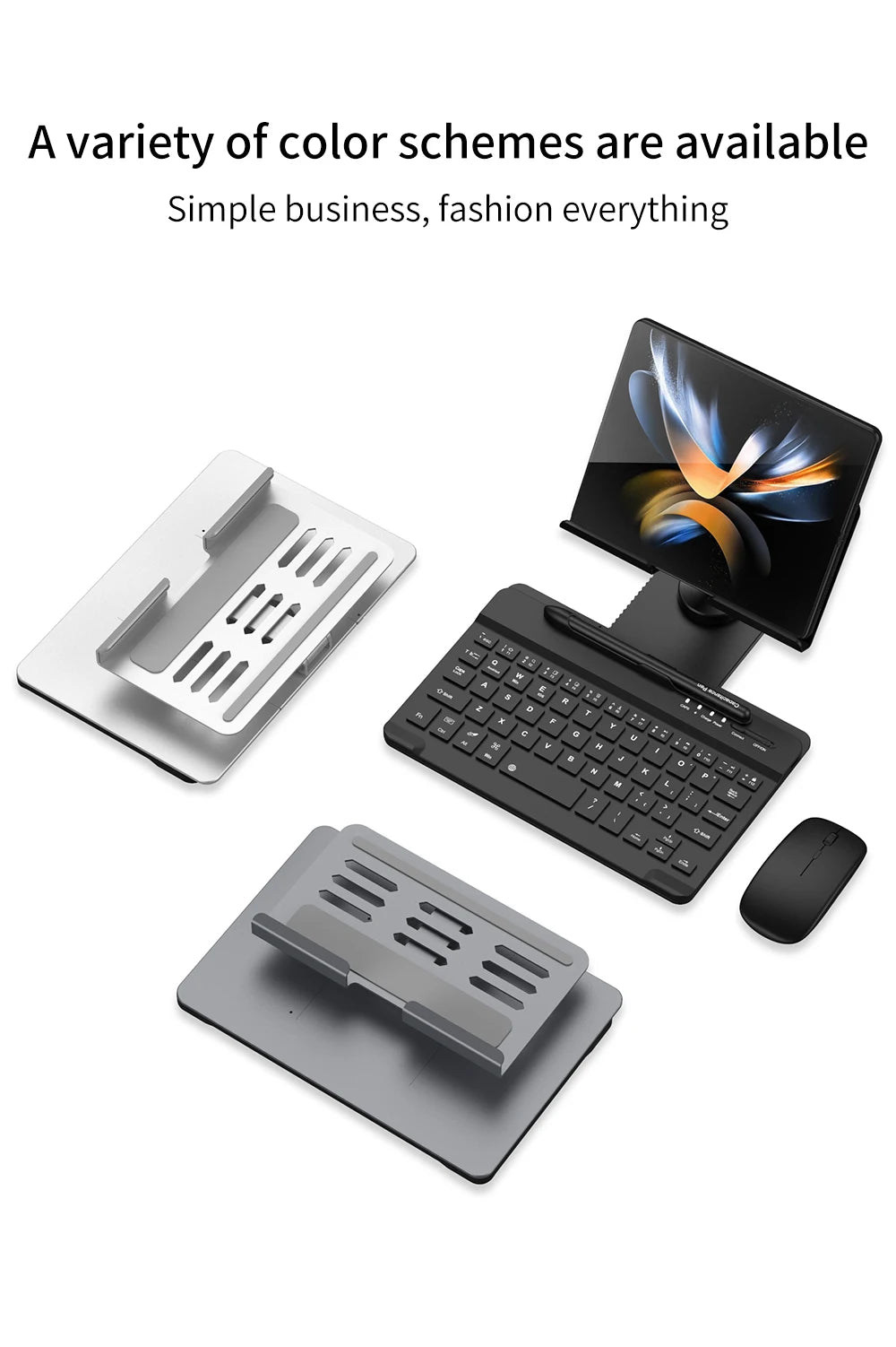 Wireless Keyboard and Mouse for Samsung Galaxy Z Fold Set - Navy/Black/Silver Tidesmit