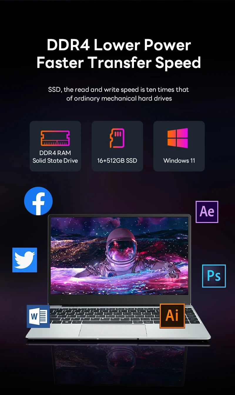 2026 Portable Laptop Computer Intel Core i9 10980HK/N150 Windows 11 Gaming Notebook 16GB RAM 1TB SSD WiFi6 14.1" Office Laptop