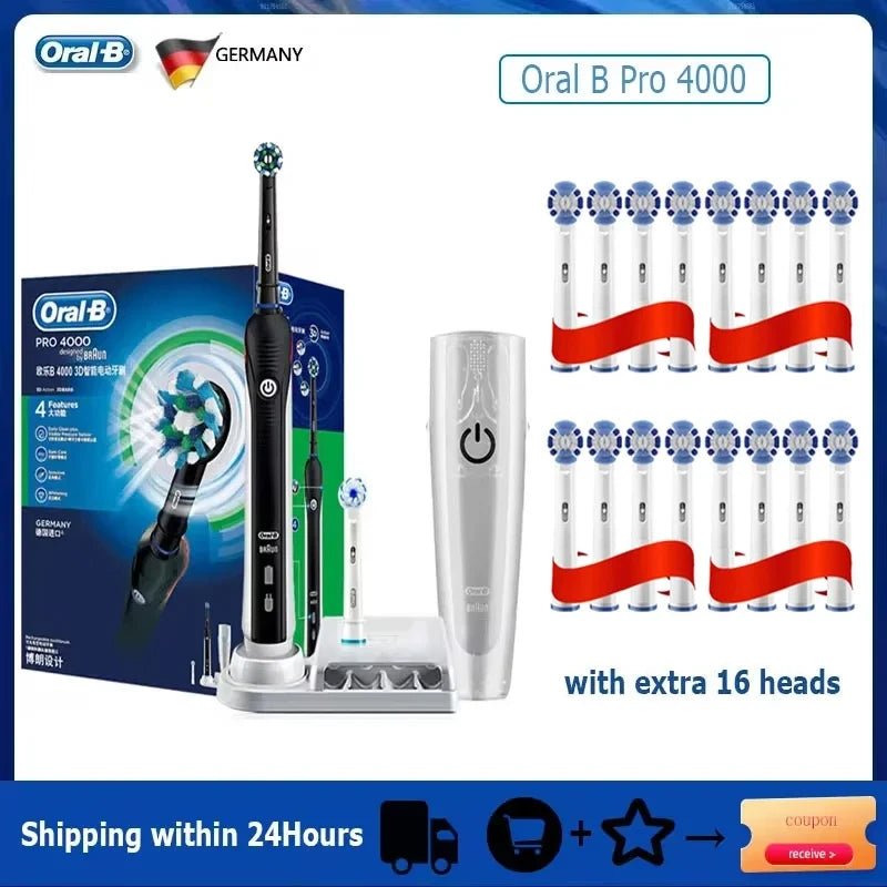 Oral B Sonic Electric Toothbrush PRO4000 RPO600 D12 Vitality Rotating Tooth Brush for Adults Oral Cares Rechargeable Waterproof