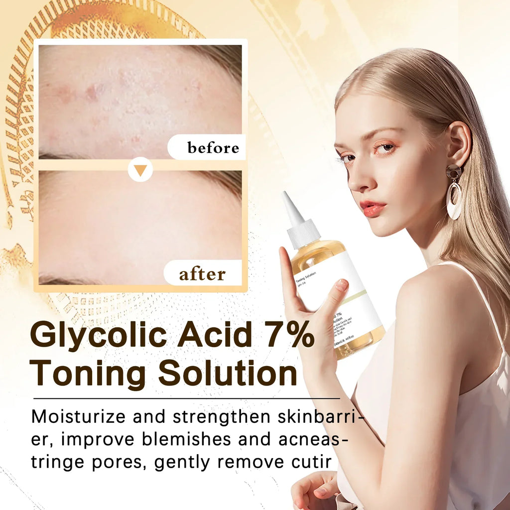 Glycolic Acid 7% Percent Toning Solution Face Exfoliant Acne And Dark Spots Brightens Skin Niacinamide Gentle Facial Care