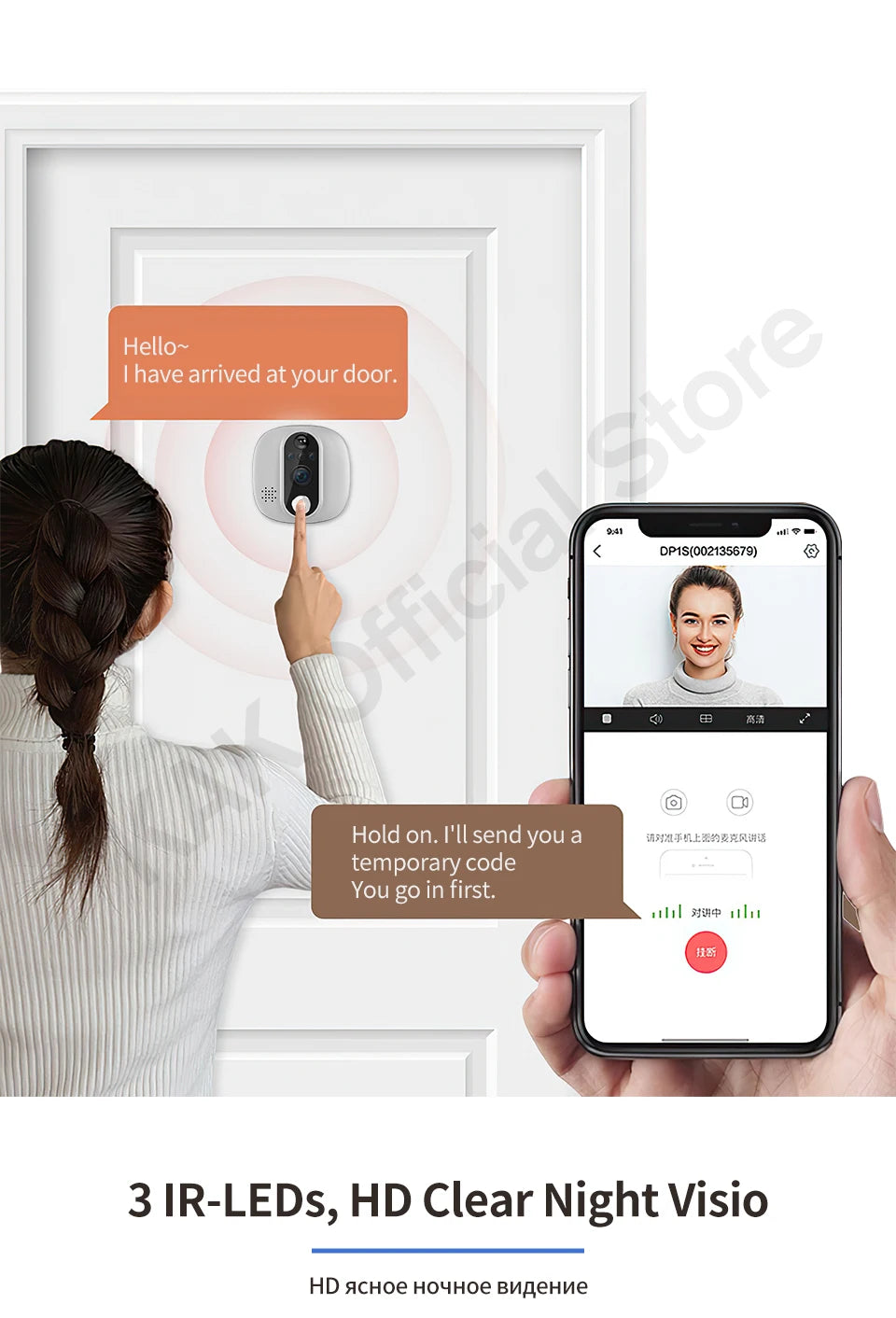 Tuya 1080P WiFi Door Bell Camera Google Alexa Smart Life Video Peephole PIR Motion Detector Digital Door Viewer with Intercom