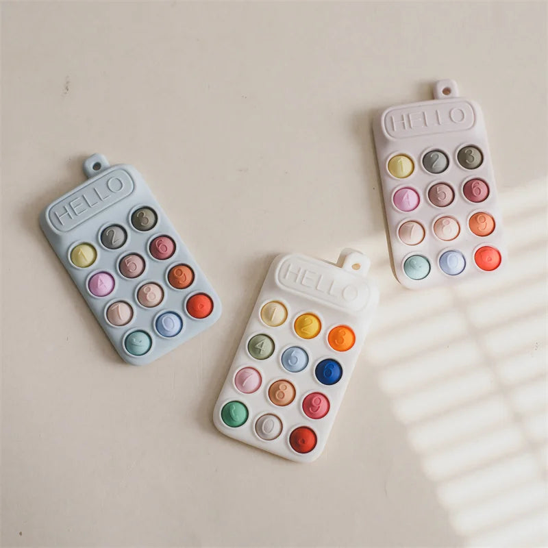 Baby Silicone Phone Teether Toy Pacifier Kids Cartoon Teething Silicone Newborn Early Dental Care Gums Molar Stick Baby Toy Gift