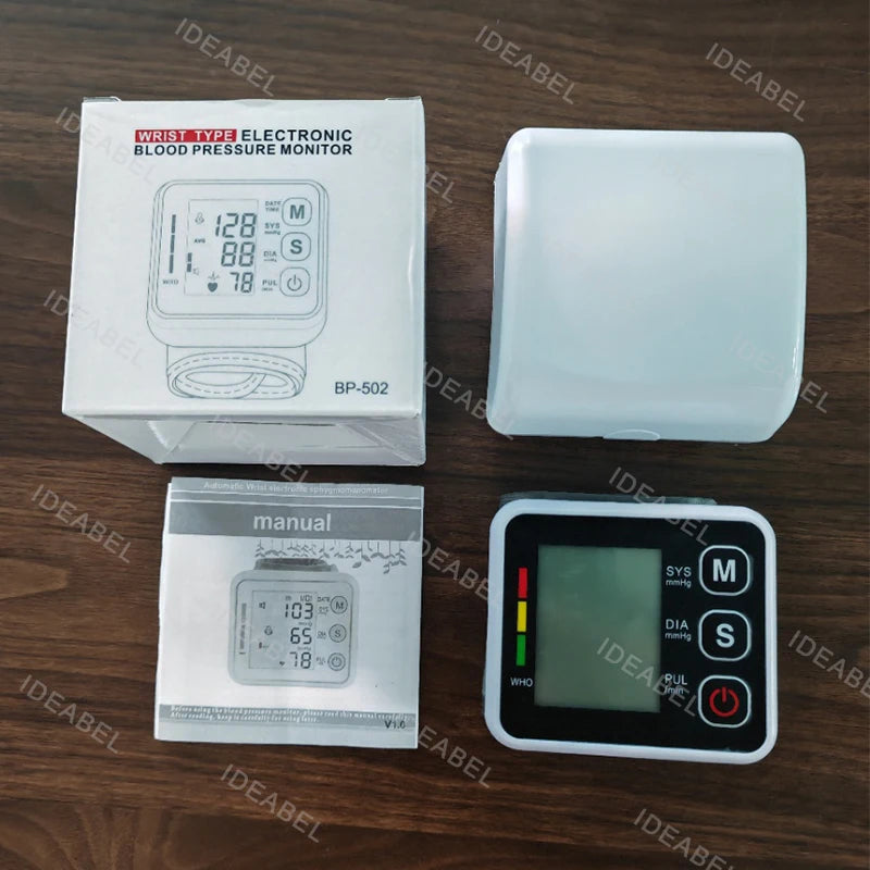 Wrist Blood Pressure Monitor Tonometer Automatic Digita Sphygmomanom BP LCD Screen Portable Health Care Heart Rate Pulse Meter