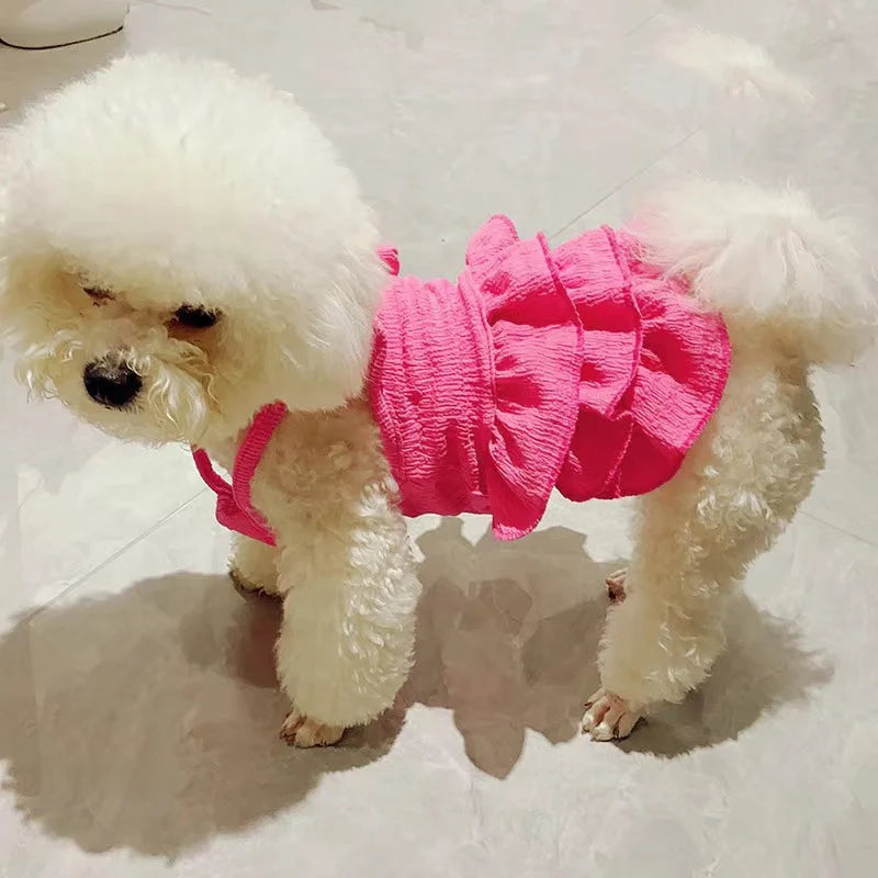 Candy Color Puppy Dog Layered Skirt Dresses Spring Summer Pet Clothes for Small Dogs Poodle Yorkshire mascotas Princess Dresses