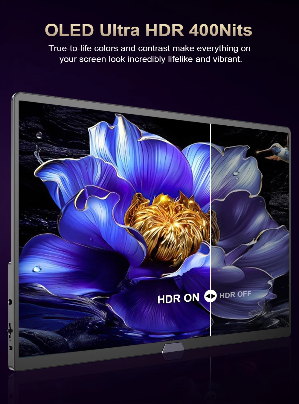 Uperfect 15.6" 4K OLED Screen Portable Monitor 100% DCI-P3 Display 1MS Eye Care PC 60hz For Laptop Mac NUC Mini PC VESA LS Stand