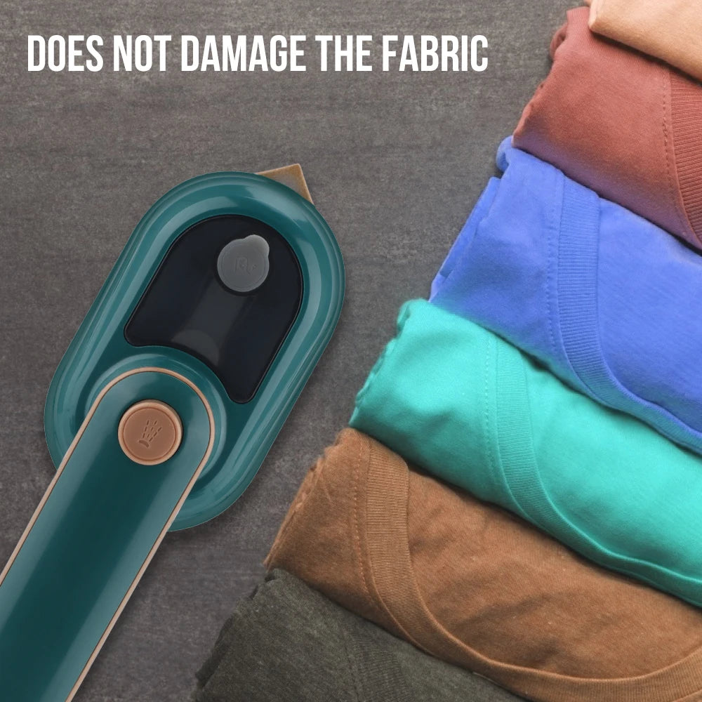 Tidesmit portable handheld garment steamer showing steam nozzle and water tank for wet and dry ironing travel use.