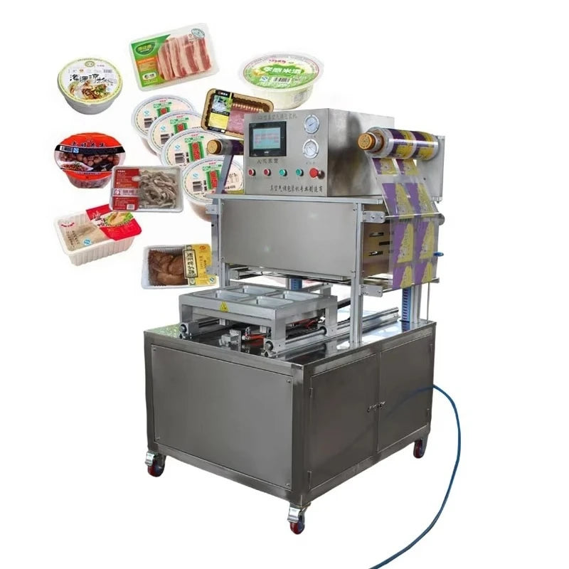 Customized New Type Vacuum Fresh Food Tray Sealer/plastic Bowl Cups Sealing Machine/vacuum Plastic Box Container Sealing Machine