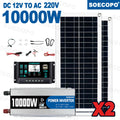 Caravan Solar System Kit Camping DC 12V - AC 110V/220V Inverter Complete Solar Kit for Home 10000w USB 5V/1.5A 100A Controller