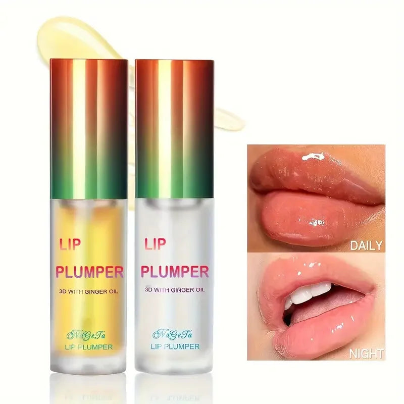 Ginger Mint Lip Plumper Oil - Natural Volumizing Serum 2 Pack Lip Care 2pcs Tidesmit