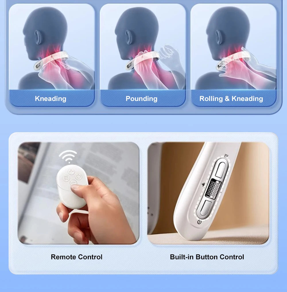 Electric Neck Massager with Heat Therapy & Deep Tissue Pulse - White Massage Cushion Tidesmit