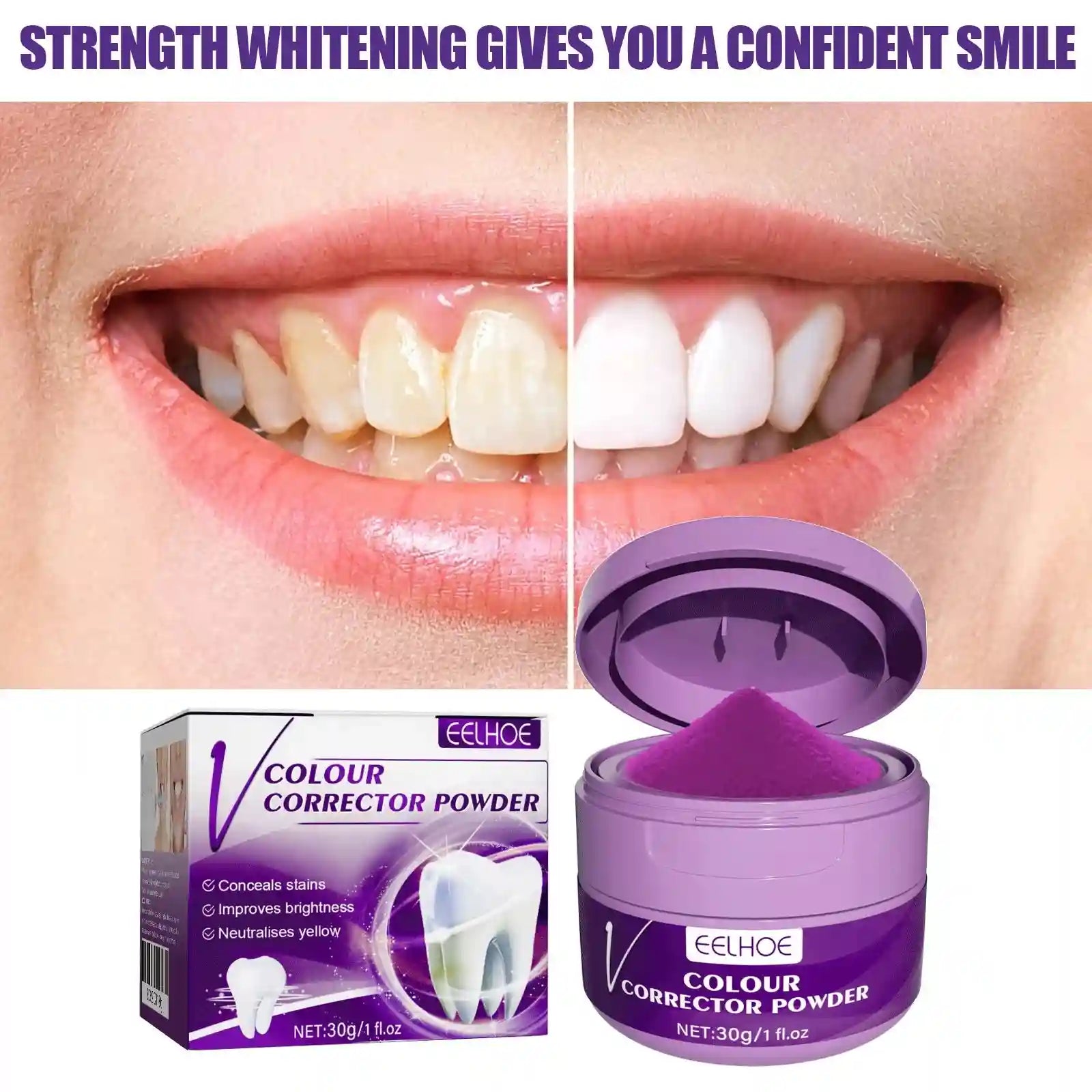 Tidesmit purple teeth whitening powder for plaque removal and professional dental stain cleaning