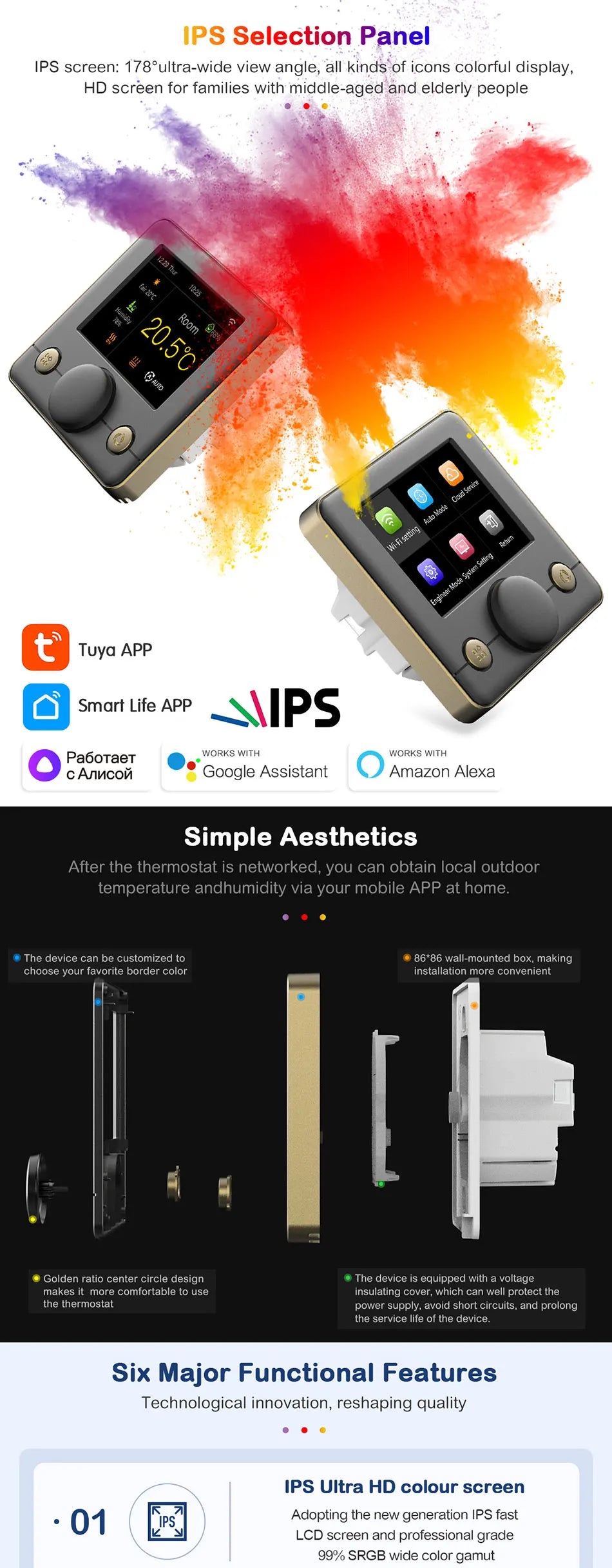 Tuya WiFi Smart Floor Heating Thermostat Regulator Warm Electric/Water Gas Boiler Remote Temperature Controller Alexa Google