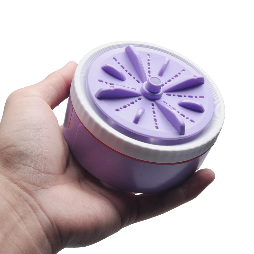 Tidesmit portable USB mini turbo ultrasonic washing machine for laundry and kitchen cleaning, side profile view.