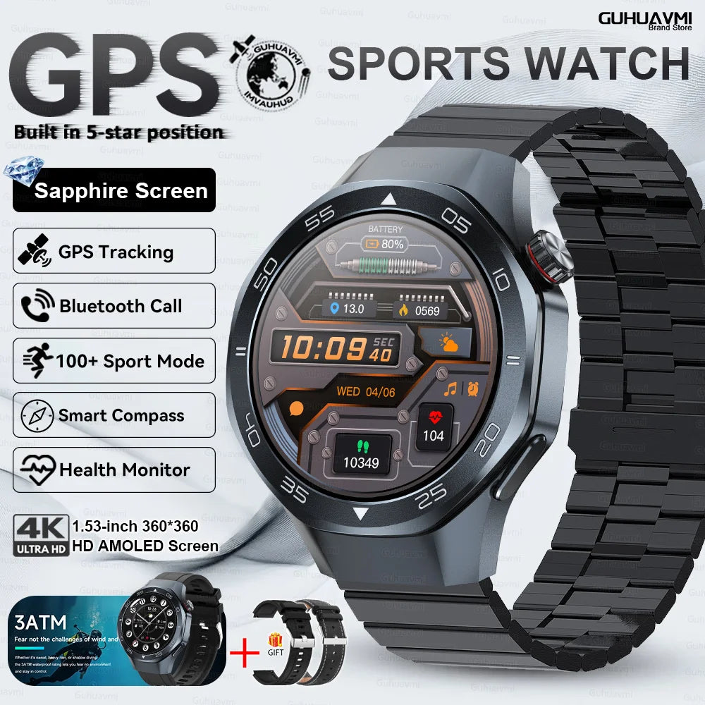2026New Smart Watch GPS Positioning 3ATM Waterproof GPS Tracker Compass Men Bluetooth Call Heart rate 170+Sports Watch Men Women