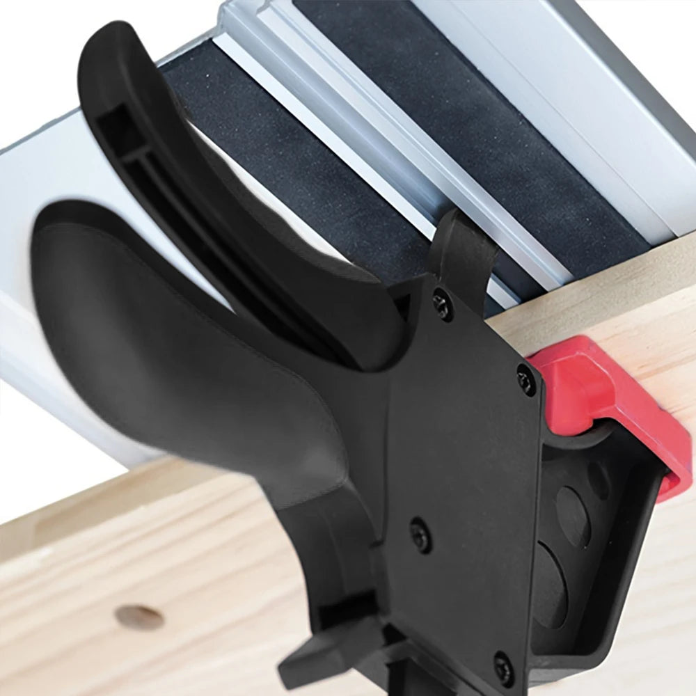 2Pc Bar Clamps Quick Release F Clip for Tracksaw Clamp Track Clip Desktop Hole Table Clip for Guide Rail Woodworking Tools