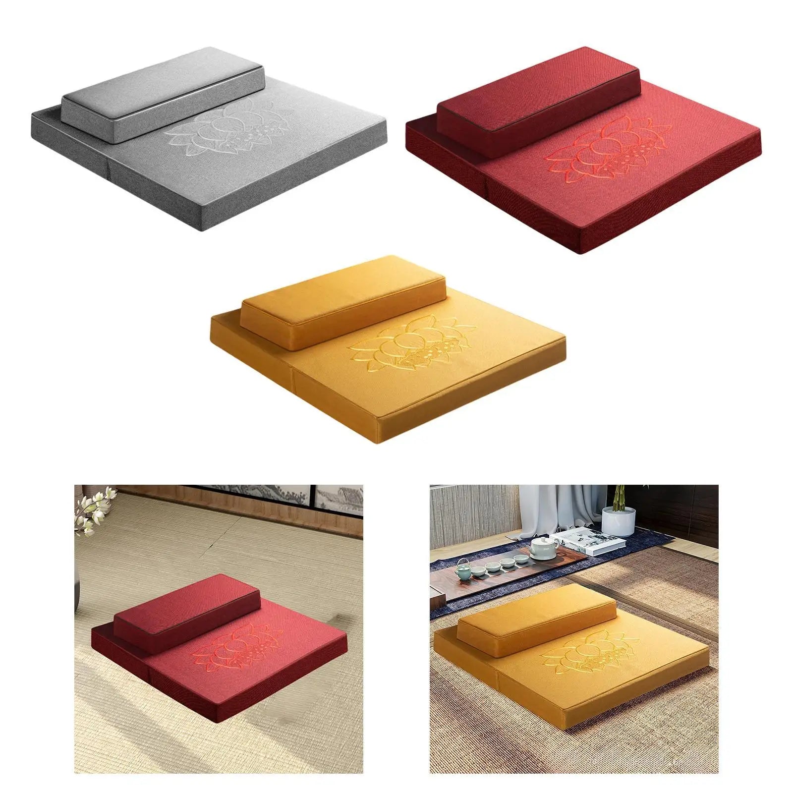 Yoga Accessories Seat Thick Cotton Linen Meditation Cushion Set Foldable Floor Pillow for Home Use