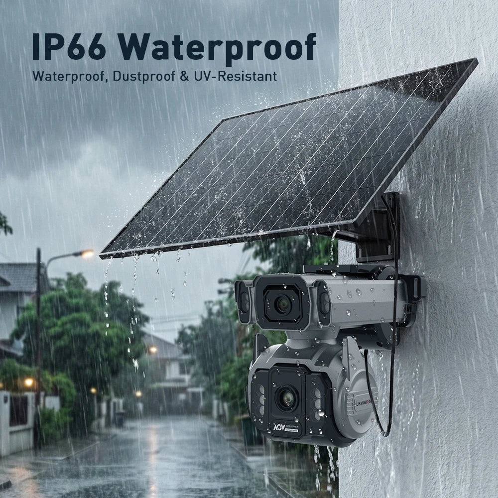 LS VISION Outdoor Surveillance Solar Camera 4g 12X Optical Zoom Cctv Home Cam With 24/7 Video Recording Dual Screen AOV Tracking