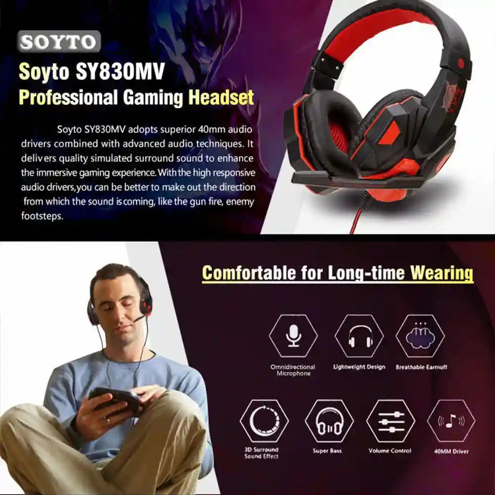 Wired Gaming Headset with Microphone - Over-Ear Precision Audio Tidesmit