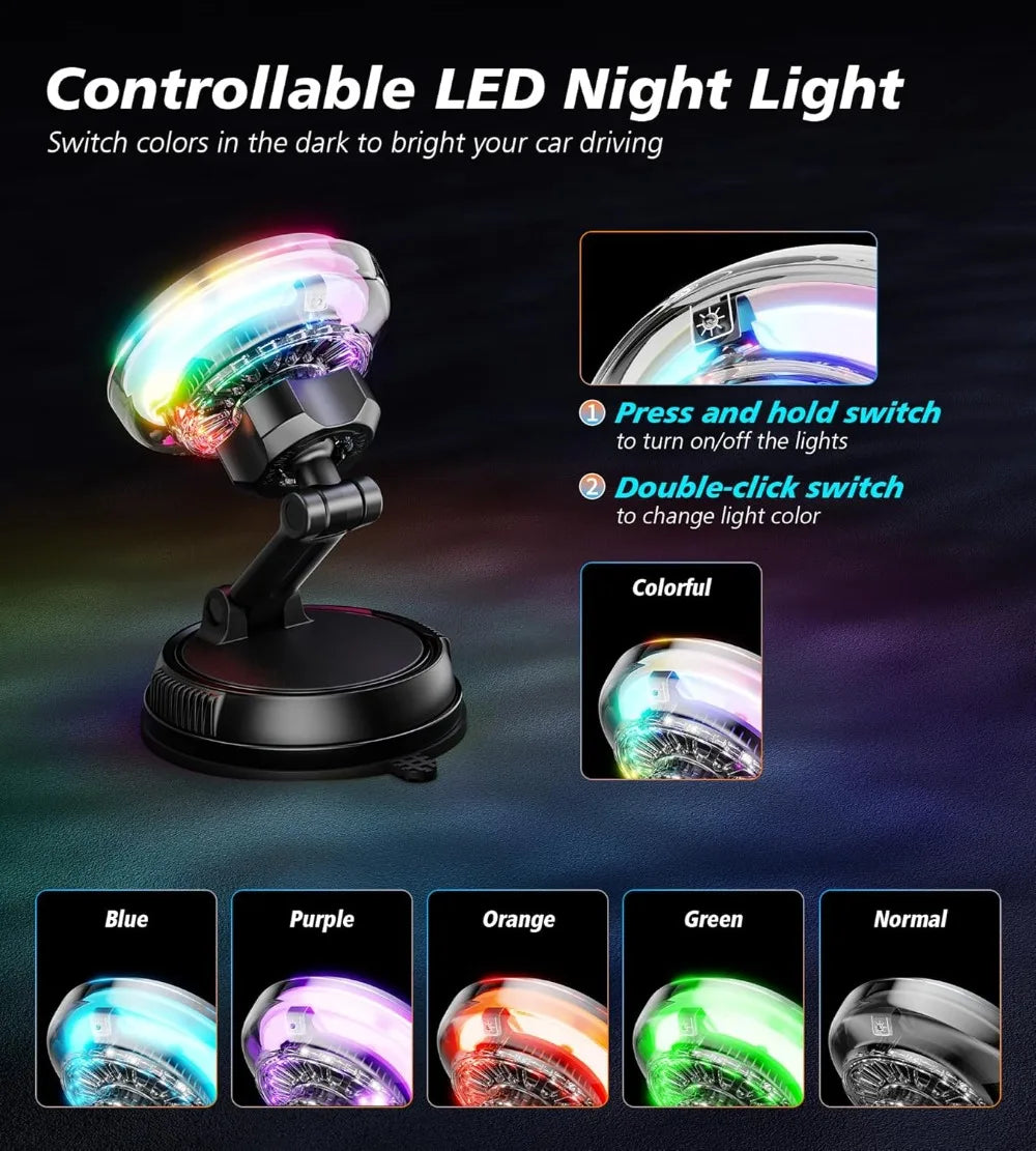 Magnetic Wireless Car Charger with RGB Cooling Fan - Black Tidesmit
