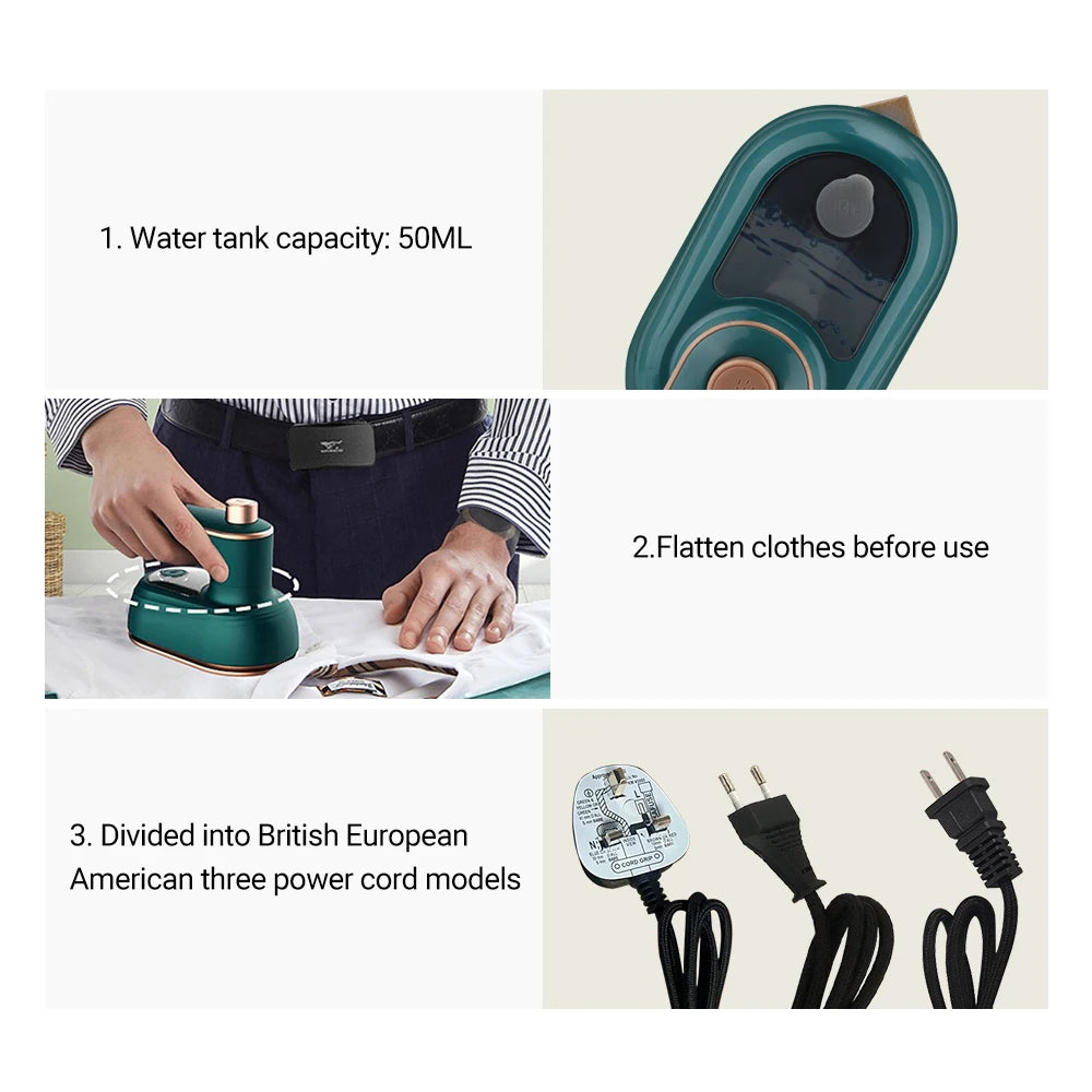 Tidesmit portable garment steamer featuring a 180-degree rotating handle for versatile wet and dry clothes ironing.