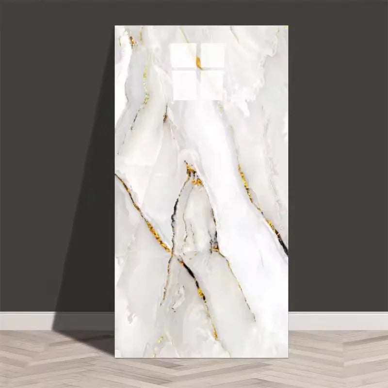 White marble-look self-adhesive PVC tile sticker sheet with gold veins, waterproof, 30x60cm