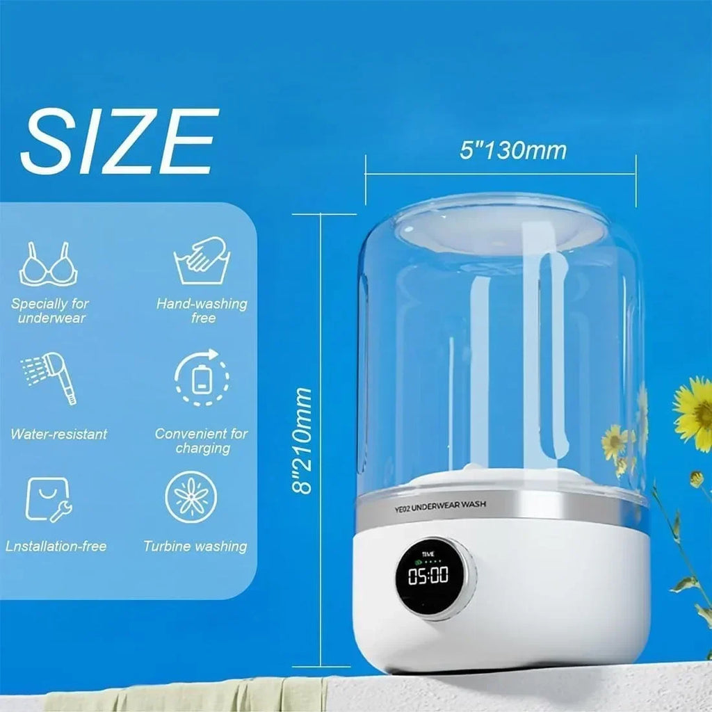 Tidesmit 1L portable wireless washing machine for underwear and socks with dehydrating laundry bucket feature