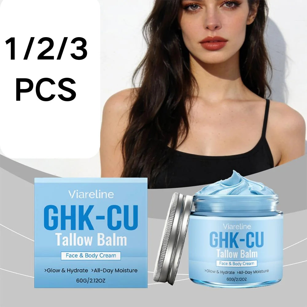 GHK-CU Copper Peptide Tallow Balm Blue Cream 1/2/3 PCS Manuka Honey Face and Body Moisturizer for Mature, Dry & Sensitive Skin
