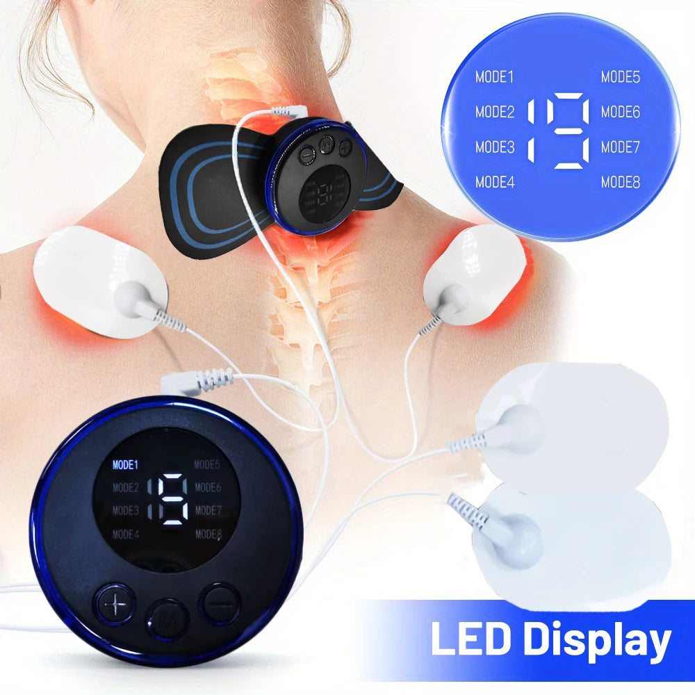 Portable Neck Massager with Remote - 8 Pulse Modes for Stress Relief Relaxation Treatment Tidesmit