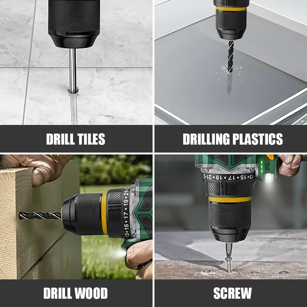 55N.M 10MM 23 + 1 Torque Brushless Electric Impact Drill Metal Ratchet Chuck Cordless Drill Electric Screwdriver DIY Power Tools
