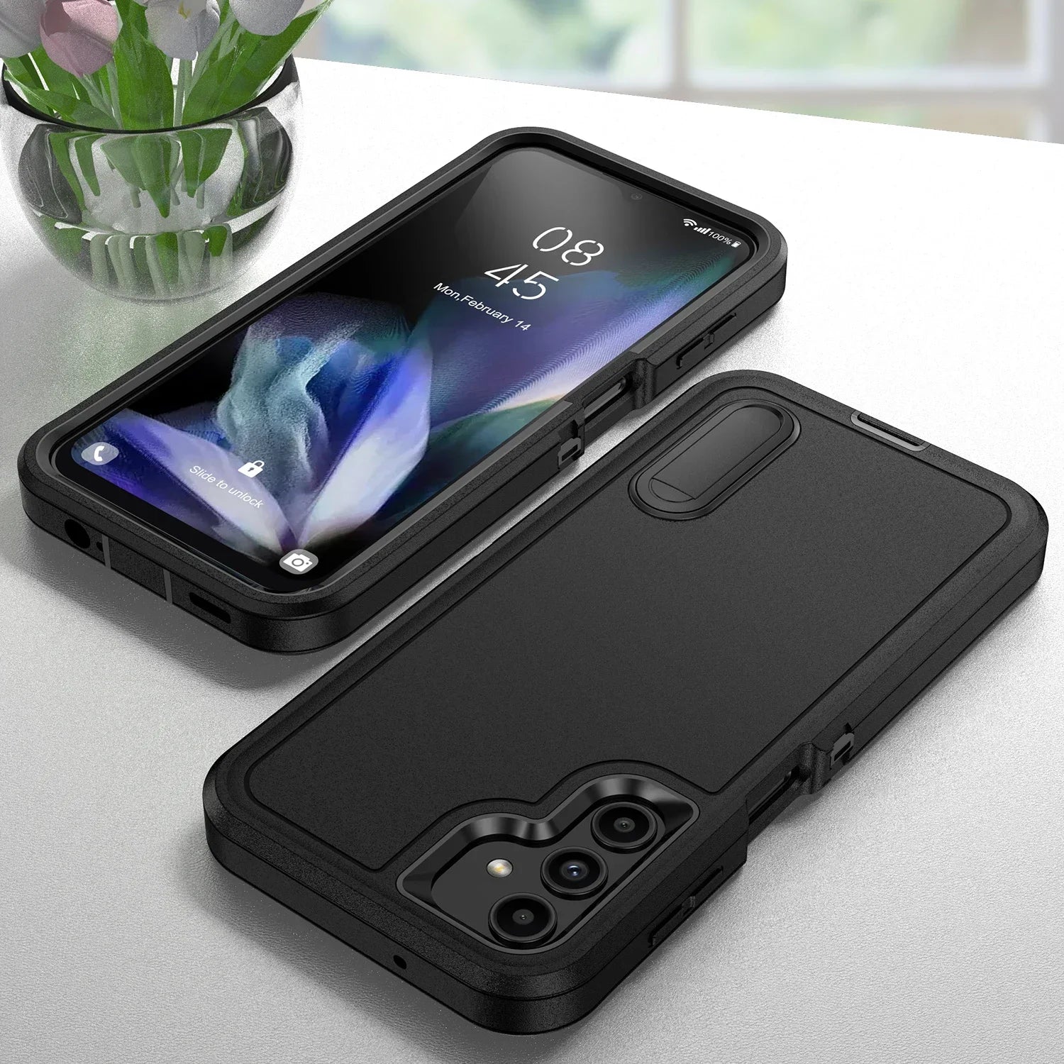 Samsung Galaxy A56 Case with Integrated Kickstand - Shock-Absorbing Cover black Tidesmit