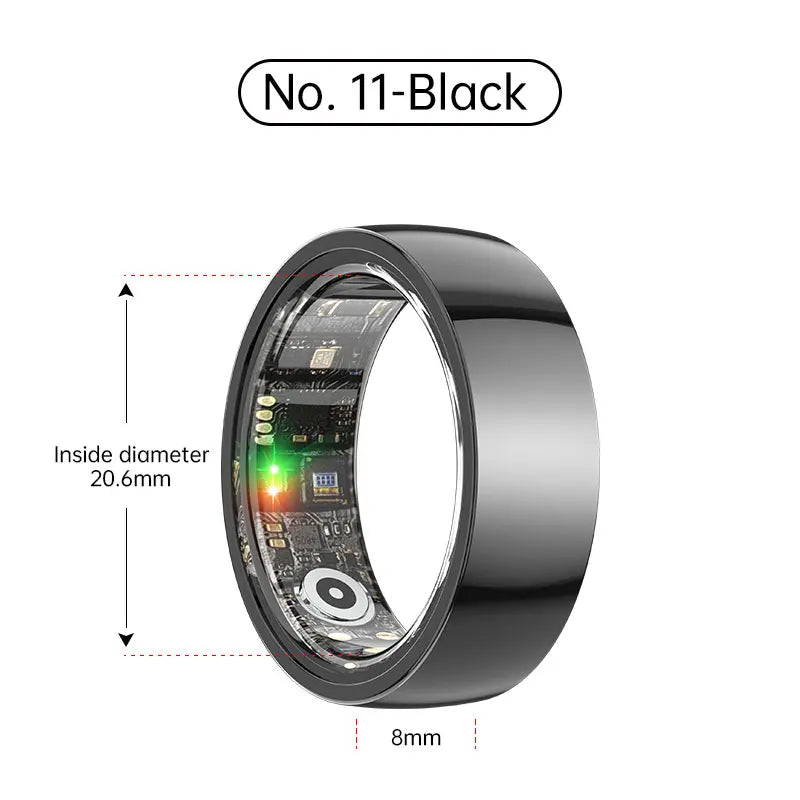 Smart Health Ring – Waterproof Fitness Tracker by Tidesmit Ceramic Black No. 11 Tidesmit