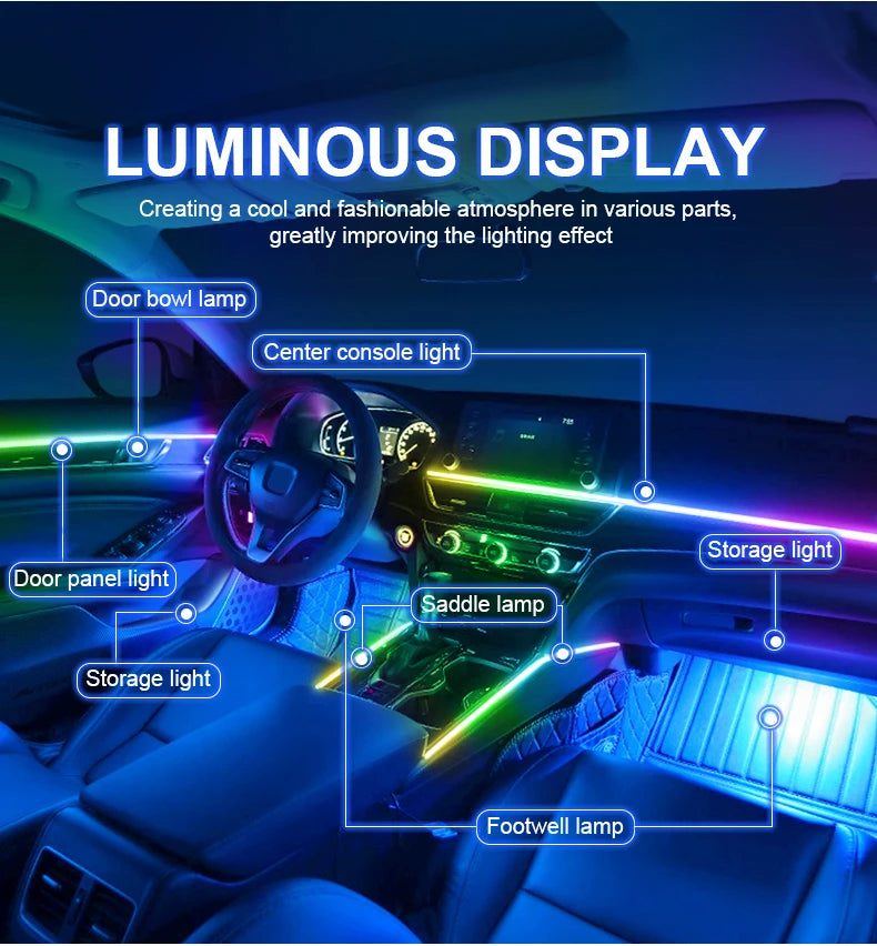 Tidesmit RGB Symphony Car Ambient Lighting Kit - Customizable LED Strips Tidesmit